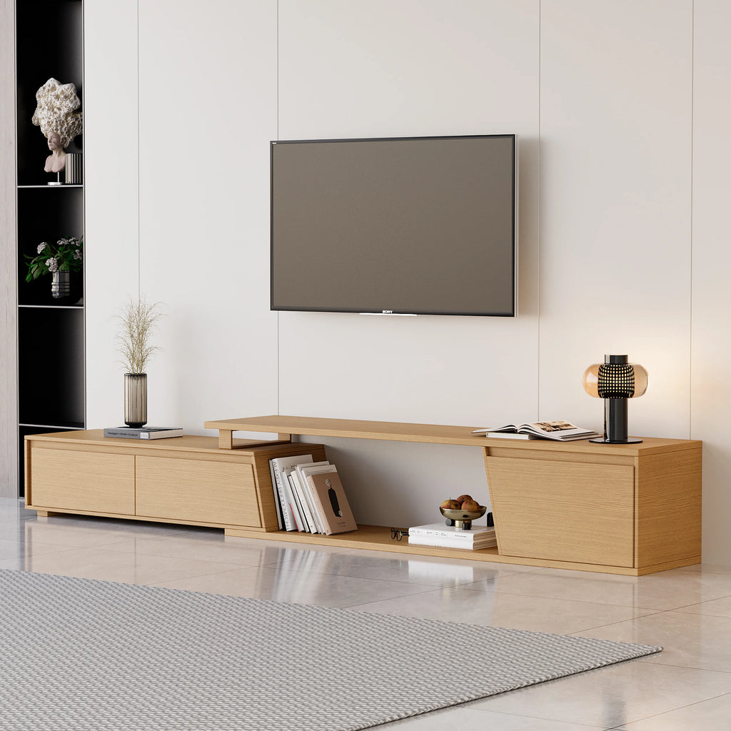 Meuble TV extensible Fero 180 à 280 cm avec 3 tiroirs Bois