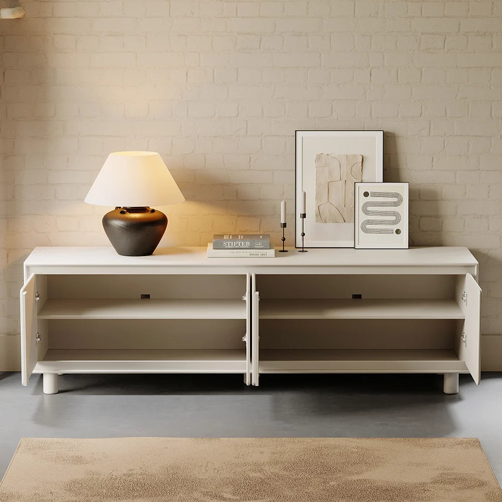 1830mm Meuble TV Blanc Moderne de avec Rangement pour Téléviseur de 1650 à 1900mm