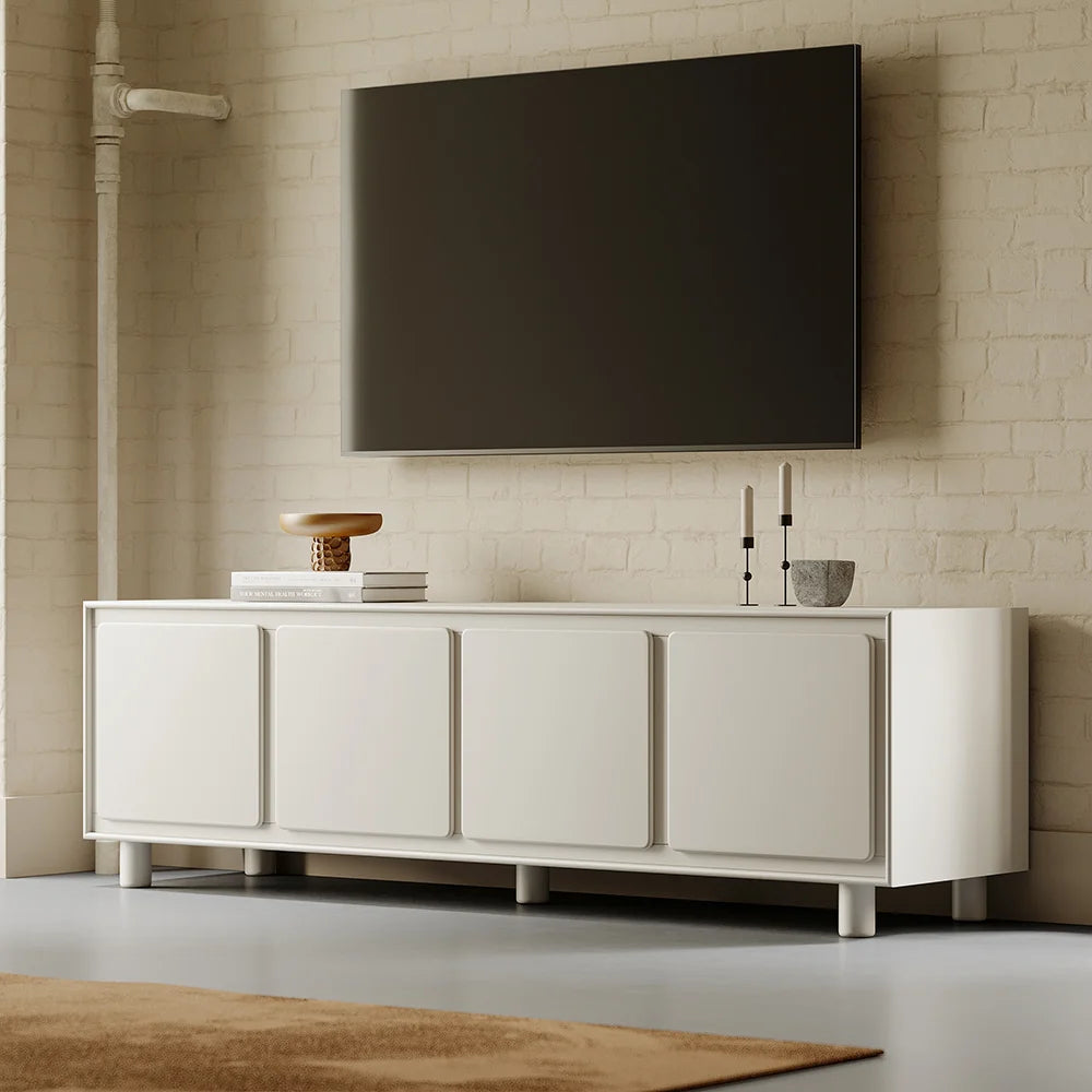 1830mm Meuble TV Blanc Moderne de avec Rangement pour Téléviseur de 1650 à 1900mm