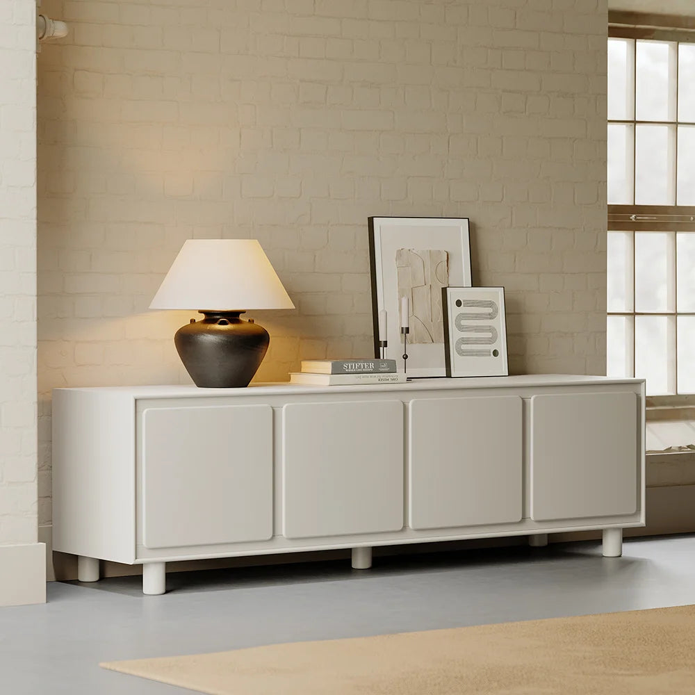 1830mm Meuble TV Blanc Moderne de avec Rangement pour Téléviseur de 1650 à 1900mm