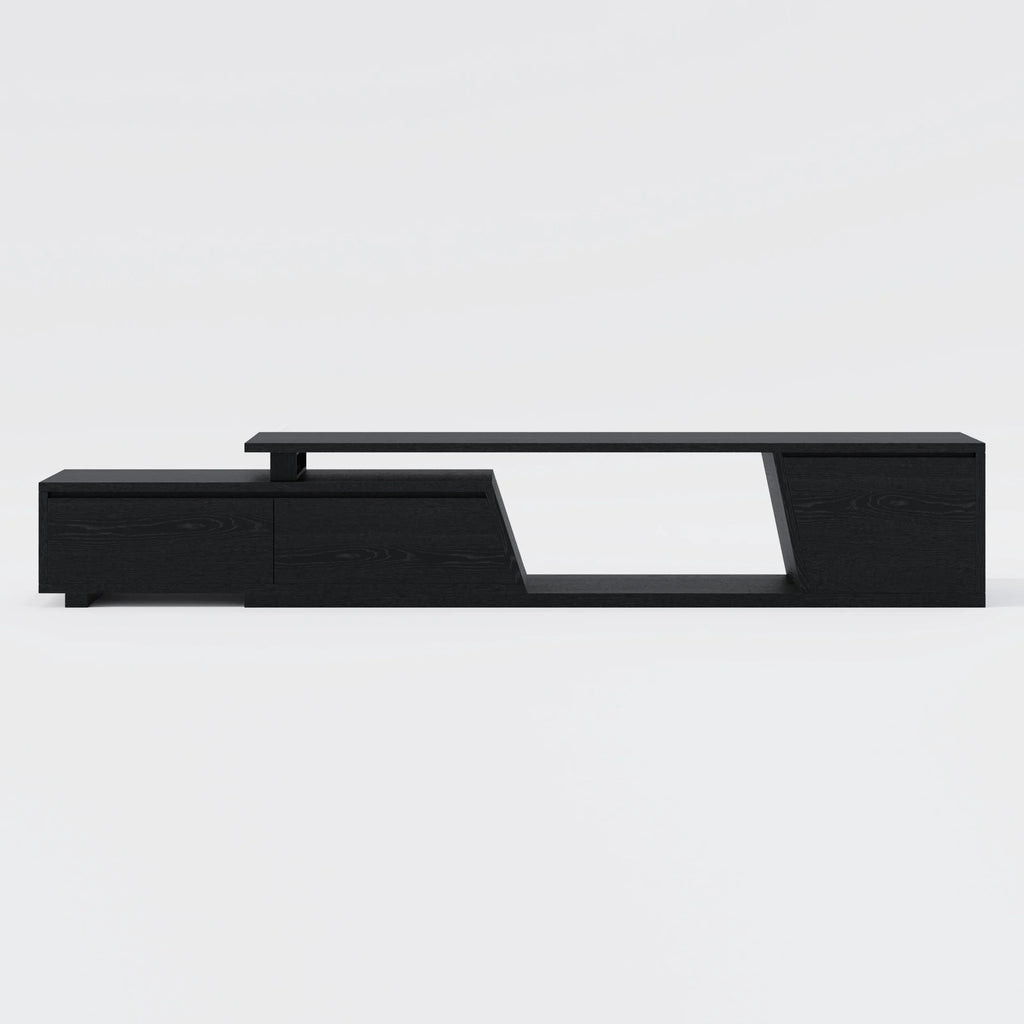 Meuble TV extensible noir Fero avec 3 tiroirs (1800 mm à 2800 mm)