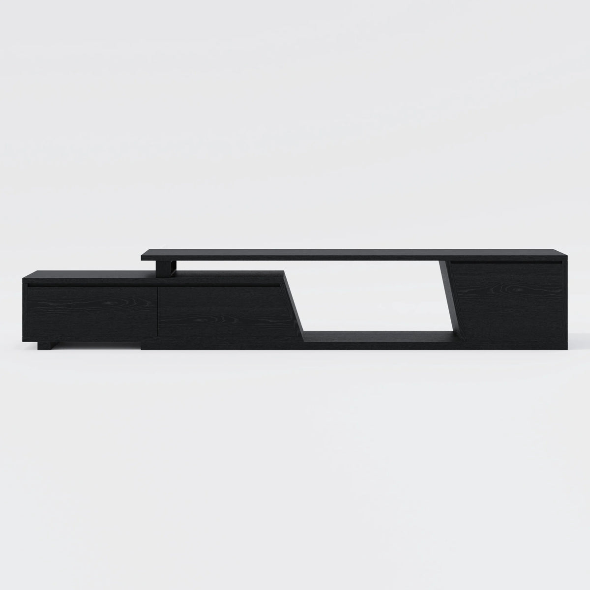 Meuble TV extensible noir Fero avec 3 tiroirs (1800 mm à 2800 mm)