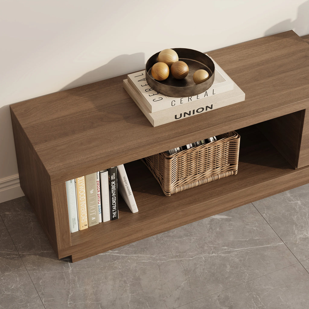 Meuble TV extensible Quoint 180 à 255 cm avec 3 tiroirs Noyer