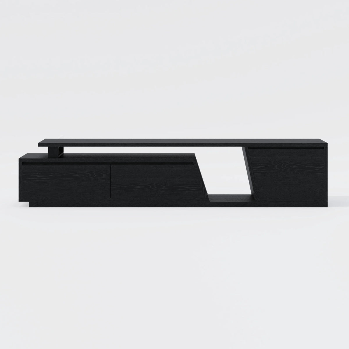 Meuble TV extensible noir Fero avec 3 tiroirs (1800 mm à 2800 mm)