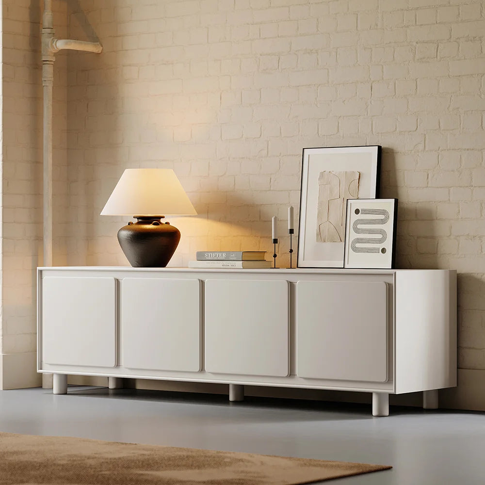 1830mm Meuble TV Blanc Moderne de avec Rangement pour Téléviseur de 1650 à 1900mm