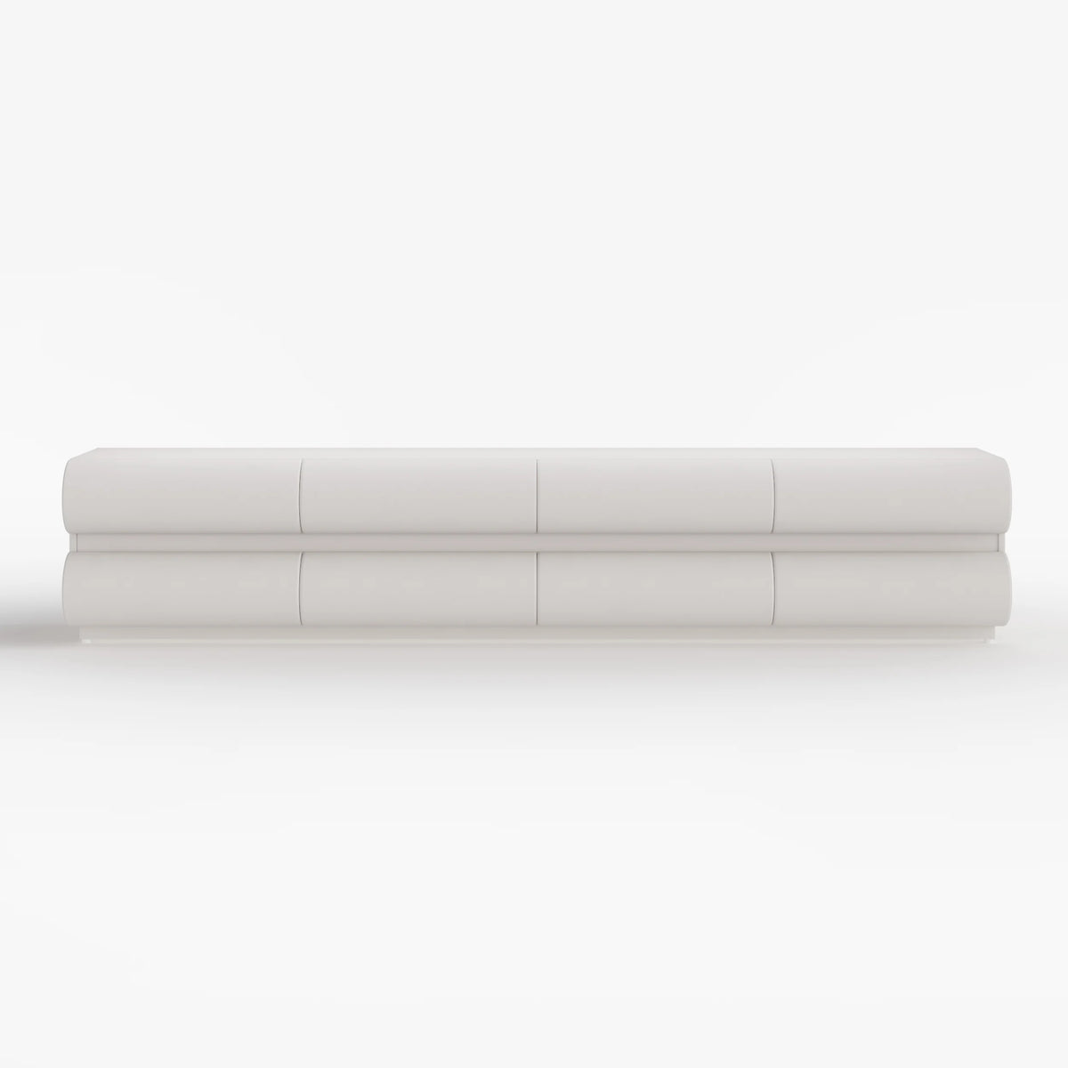 Meuble TV Humply en cuir blanc chaud moderne de 2000 mm avec console multimédia à 8 tiroirs