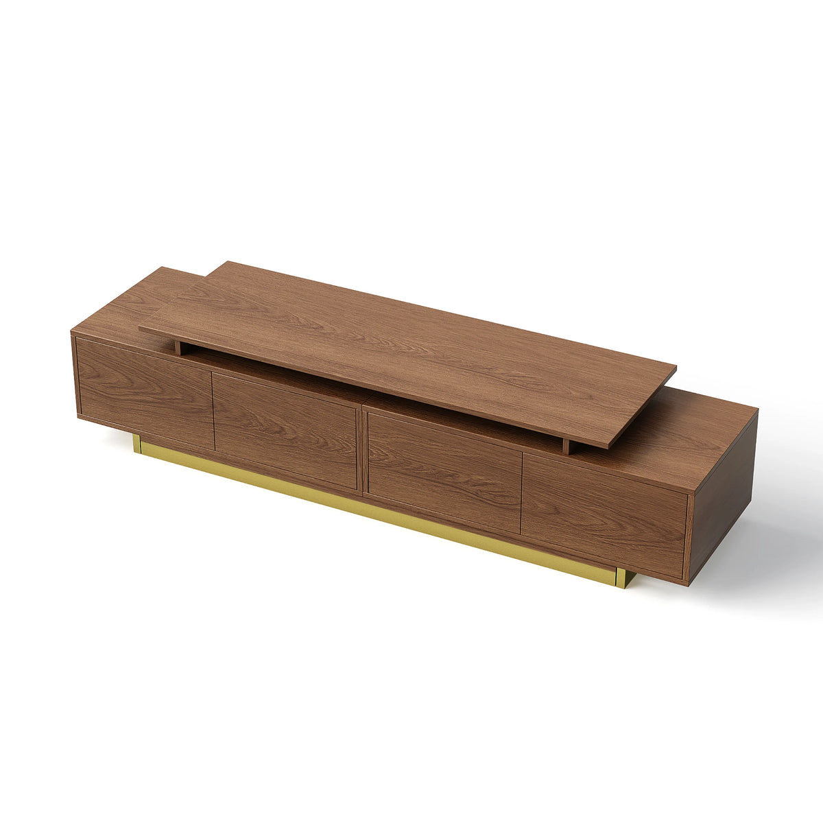 Meuble TV extensible Mordel 160 à 240 cm noyer avec rangement