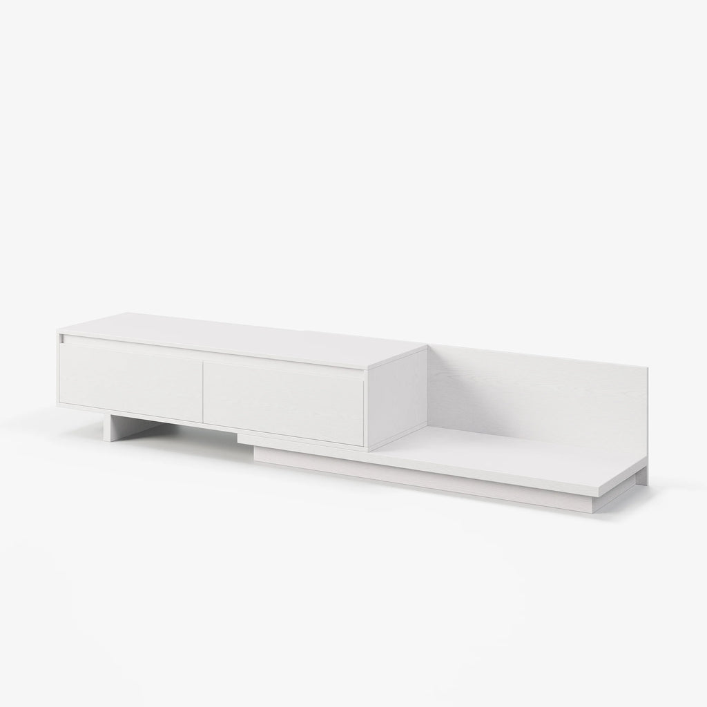 Meuble TV extensible blanc Fero avec 2 tiroirs (1200 mm-2000 mm)