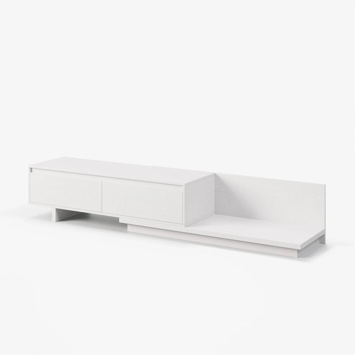 Meuble TV extensible blanc Fero avec 2 tiroirs (1200 mm-2000 mm)