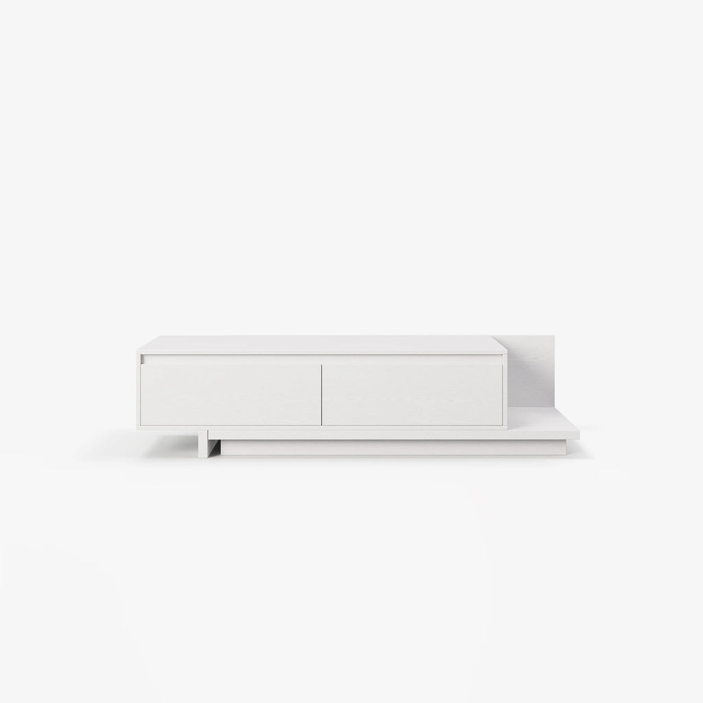 Meuble TV extensible blanc Fero avec 2 tiroirs (1200 mm-2000 mm)