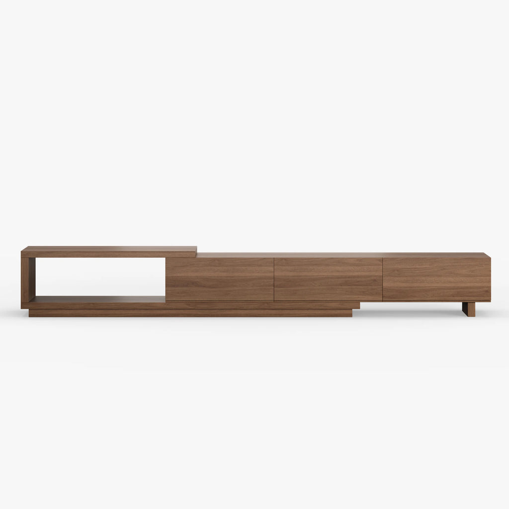 Meuble TV extensible Quoint 180 à 255 cm avec 3 tiroirs Noyer