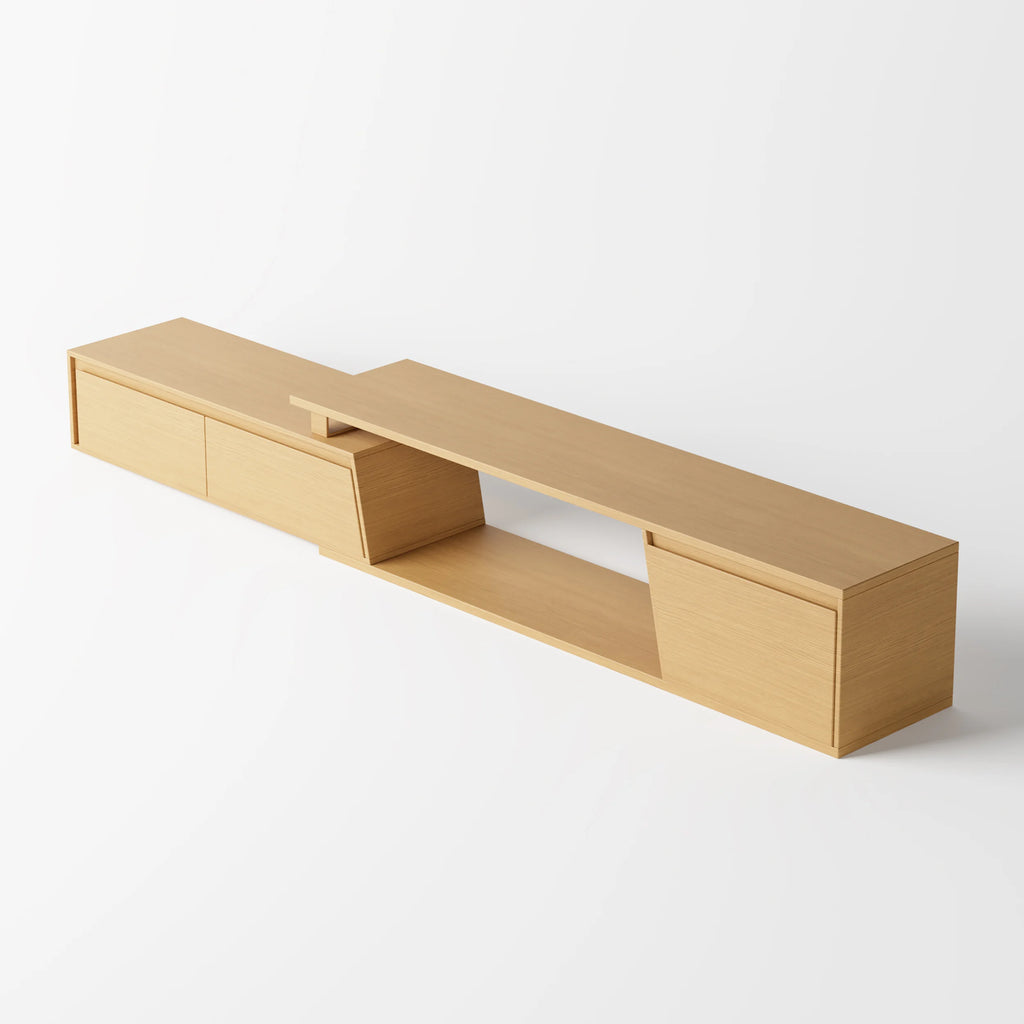 Meuble TV extensible Fero 180 à 280 cm avec 3 tiroirs Bois