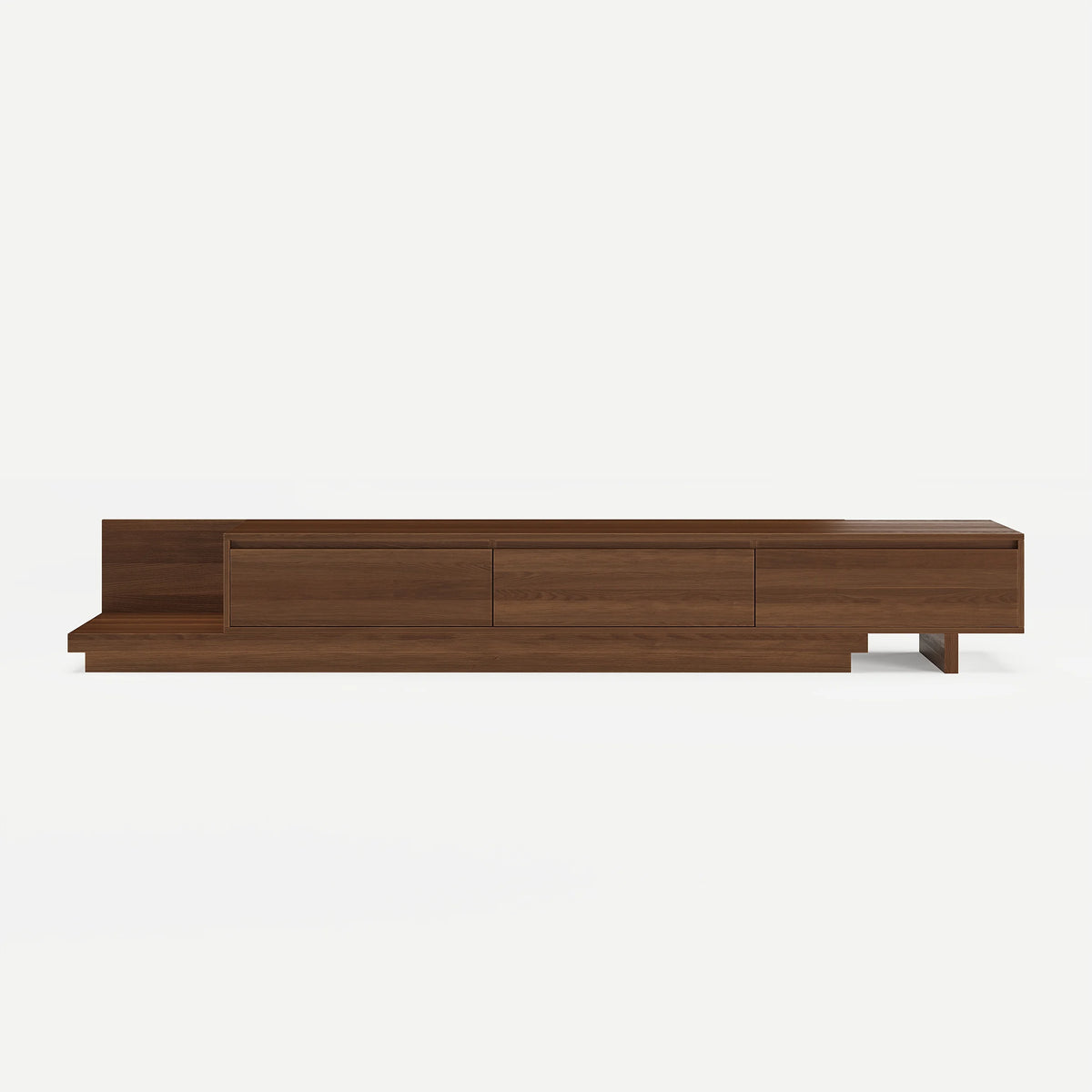 Meuble TV extensible Fero en noyer avec 3 tiroirs (2 000 mm à 3 600 mm)