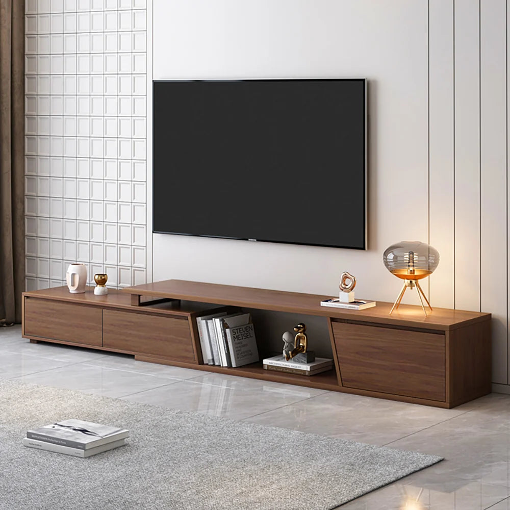 Ensemble meuble tv extensible et table basse emboîtable Fero en noyer